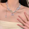 Colar de Flor de Pérolas Estilo Menina Nicho para Mulheres com Diamantes, Doce e Fresco, Versátil para o Verão, Pulseira Corrente de Clavícula