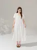 Elegante Vestido Bordado Texturizado de Cuello en V con Lazos para Verano, Ropa para Mujer Tallas Grandes que Disimula la Figura y Te Hace Ver Más Delgada, Vestido 88007