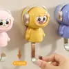 Gancho Cartoon Telescópico que Muda de Rosto, Criativo e Fofo, para Banheiro, Cozinha, Atrás da Porta, Sem Marcas, Sem Furos, Sem Pregos, Gancho Adesivo