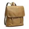 Mochila Vertical Série Mensageiro de Couro Genuíno de Outono, Couro Curtido Vegetal, Grande Capacidade, Mochila Casual Unissex para o Trabalho