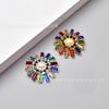 Broche decorativo con forma de girasol y hebilla redonda de diamante rectangular de cristal de color, accesorios de joyería al por mayor