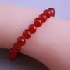 Pulseira de Joia com Contas Redondas de Vidro em Corda Elástica Moda Retro Estilo Étnico 8 Contas Rosa Branco Jade Verde