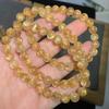 Pulseira de contas redondas de cristal de cabelo dourado natural cristal de cabelo transparente da sorte cristal de cabelo dourado fábrica atacado pulseira de cristal