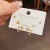 Conjunto de Pendientes de Tres Piezas de Moda Exquisita Coreana y Japonesa Versátil Súper Brillantes con Estrellas Completamente Incrustadas de Diamantes para Mujeres Viaje Diario Pendientes Simples Venta al por Mayor