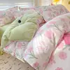 Juego de Cama de Cuatro Piezas Cepillado Clase A, Juego de Tres Piezas para Dormitorio de Estudiante Individual de Invierno, Funda de Edredón Estilo Ins, Ropa de Cama de Dibujos Animados