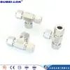 Conector Tee de Aço Inoxidável Ss316 com Virola, Conector Tee de Virola Dupla