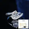 Anillo de Plata de Ley S925 con Moissanita Clásico de Cuatro Garras Brazo Retorcido Diseño Microincrustado Temperamento de Lujo Ligero Anillo Abierto Ajustable
