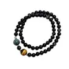 Pulsera Trenzada de Obsidiana Dorada Natural Ojo de Tigre Sol y Luna Pareja Hecha a Mano Pulsera de Cristal de Gama Alta de Nicho para Hombres y Mujeres