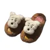 Chinelos de algodão com desenho de cachorrinho para mulheres, chinelos de pelúcia quentes para uso doméstico no inverno, chinelos de pelúcia com sola grossa antiderrapante para outono e inverno