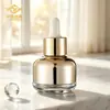 Frasco conta-gotas dourado de 20ml vidro galvanizado óleo essencial sérum frasco vazio frasco de alumínio galvanizado material de embalagem cosmética