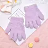 Guantes Cálidos de Color Sólido de Cinco Dedos de Media Caña para Niños de Otoño e Invierno, Guantes Protectores de Lana Tejida Simples de Color para Exteriores