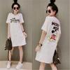 Estación de verano europea 2023 Nuevo suelto talla grande moda manga corta estampado salpicadura de tinta Mickey vestido de longitud media mujer