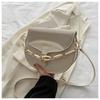 Bolso de cadena redondo simple de color sólido línea de costura moda bolso casual bolso de mujer bolso cruzado axila portátil bolso pequeño