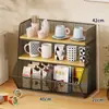 Prateleira de armazenamento de mesa, multifuncional para uso doméstico, com compartimentos em níveis para lanches, garrafas de água e outros itens; organizador de bancada de cozinha e porta-exibição; suporte de copo