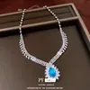 Brincos Anel Oval de Zircônia Colar Feminino Personalizado Exquisito Moda Corrente Clavícula Conjunto de Joias de Luxo Leve Alto Padrão