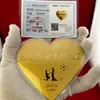Bolo Shuibei Coração Dourado 520 Dia dos Namorados Bolo de Ouro Puro 999 520Mg Formato de Coração Ornamento Criativo Presente