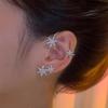 Pendientes de clip para oreja con diseño de copo de nieve y hexagrama, de lujo, con luz de diamante, sin orificios, para Europa y América.