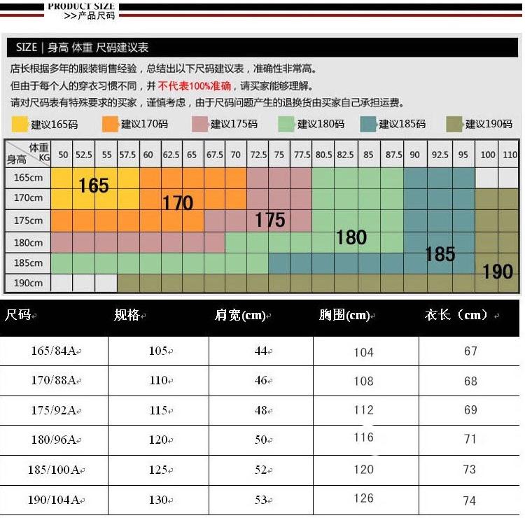 尺码表