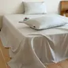 Lençol de cama de gaze dupla de algodão puro espessado estilo francês, capa de edredom de gaze 100% algodão peça única, conjunto de lençol de elástico para cama de solteiro, conjunto de três peças, adequado para todas as estações