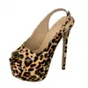 Populares zapatos de tacón alto con plataforma y estampado de leopardo, de corte bajo sexy, para comercio exterior transfronterizo, zapatos de mujer de moda europea y americana con punta abierta