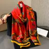 Nova Moda Estilo Primavera e Verão 2025 Lenço Longo de Seda Elegante Lenço Longo de Cetim Lijing para Mãe Leve Versátil para Viagem