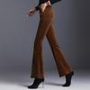 Pantalones de pana para mujer, de tiro alto, talla grande, cintura elástica trasera, largo de nueve puntos, bajo con abertura, pantalones acampanados de pana gruesa, holgados, casuales, versátiles
