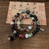 Pulsera de cerámica de aleación diseño de nicho doble anillo pulsera de cerámica nuevo estilo étnico chino pulsera elástica hecha a mano