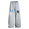 Pantalones deportivos unisex con bordado de unicornio, pantalones de chándal anchos de estilo americano fluidos, pantalones atléticos casuales unisex