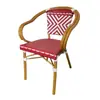 Mesa y Silla de Estilo Francés para Exterior Balcón Silla de Ratán Silla de Ratán Juego de Tres Piezas Cafetería Tienda de Té con Leche Casa de Huéspedes Silla de Comedor Vintage para Exterior