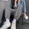 Calça Jogger Feminina S335 Estilo Hong Kong Calças Casuais Cintura Alta Reta Estampa de Letras Perna Larga Calças de Celebridade da Internet Comprimento no Chão Estilo Fino