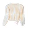 Cárdigan suéter de cuello en V de visón sintético estilo Chanel francés para mujer, corte holgado, diseño floral pesado, felpa suave, cárdigan cálido