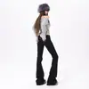 Jeans Negros Acampanados Estilo Americano para Mujer, Primavera 2026, Diseño de Tiro Bajo, Adelgazantes, Elásticos, No Ajustados, Pantalones Acampanados Bootcut