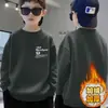 Moletom Infantil para Crianças Maiores, Primavera, Outono, Inverno, Forrado com Fleece, Quente, Manga Longa, Esportivo, Estilo Chinês, Pulôver Básico Infantil para Meninos