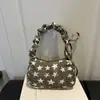 Bolso de mano dulce y moderno de estilo japonés, bolso simple para hombro y axila, nuevo modelo 2026, bolso de media luna plisado estampado para mujer