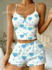 Vestido Pijama de Tirantes Dulce y Puro Estilo Deseo Transfronterizo Europeo y Americano para Mujer, Ropa de Casa de Punto con Estampado de Corazones para Otoño e Invierno