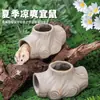 Esconderijo de Cerâmica Rough para Hamster com Alívio de Calor, Ninho de Pedra para Hamster Dourado e Gerbil, Túnel de Tronco de Árvore, Decoração de Gaiola, Suprimentos para Pequenos Animais