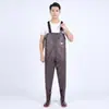 Macacão impermeável, conjunto de chuva de meio corpo, calça de chuva com botas de chuva, calça de pesca de couro, conjunto de pesca masculino de corpo inteiro, design espessado para pesca em reservatório