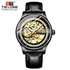 Fuente mayorista de relojes modelo nuevo transfronterizo, reloj con correa de cuero, reloj mecánico de moda para hombre, reloj famoso de transmisión en vivo de Douyin, luminoso