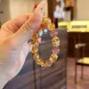 Pulsera Original de Citrino Natural Fenghe Jewelry Cristal Brasileño Cristal Amarillo Intenso Torre de Cristal Pulsera de Cristal de Fresa Regalo para Mujer