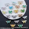 Anel de Contas Espaçadoras Borboleta de Zircônia Banhado a Ouro 18K Cobre Conserva Cor Acessórios para Pulseira de Cristal DIY Colar