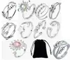 Anillo Giratorio de Plata Tailandesa para la Ansiedad Anillo para el Dedo Índice Multi-Círculo Cuentas de Transferencia Auspicioso Transferencia Moda Coreana Regalo para Novia