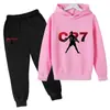Comercio Exterior Primavera y Otoño Ropa para Niños Sudadera con Estampado de Letras CR7 Conjunto de Pantalones Ropa Deportiva Casual para Niños de Edad Media de 3 a 13 Años