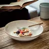 Cuenco Bajo Cerámico Estilo Vintage, Cuenco Abierto Retro Japonés, Cuenco Redondo Grande para el Hogar, Cuenco para Pasta, Cuenco para Postre, Cuenco para Ensalada