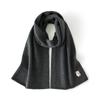 Bufanda de punto cálida de cachemira pura, tejido liso de 7 puntos, cuatro bordes planos, bufanda unisex gruesa y de moda bordada