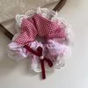 Estilo Coreano Xadrez Doce Borda de Renda Laço Elástico Grande para Cabelo Laço de Cabelo Menina Fofa Coração Rabo de Cavalo Corda para Cabeça Cabeça de Bola Adorno de Cabeça