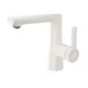 Nuevo grifo para lavabo blanco estilo crema, doble función para agua caliente y fría, tipo extraíble para tocador y gabinete de baño