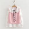 Conjunto de Dos Piezas para Mujer 2025 Primavera Nuevo Chaleco de Punto Decorativo con Lazo Dulce y Camisa de Manga Larga
