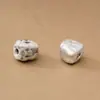 Cuentas sueltas irregulares geométricas tridimensionales vintage de plata pura 999, piezas de plata, cuentas de plata, pulsera de manualidades DIY, accesorios de joyería de plata