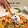 Cortador de Pizza de Acero Inoxidable con Mango de Madera, Cuchillo para Repostería, Cortador de Pasteles, Cuchillo Giratorio, Cuchillo de Corte para Hornear Pizza de Rodillo Único