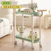 Carrinho Mesa Lateral Móvel Estilo Creme com Rodas Prateleira de Armazenamento Mesa de Cabeceira para Quarto Mini Mesa de Centro para Sala de Estar Prateleira de Armazenamento